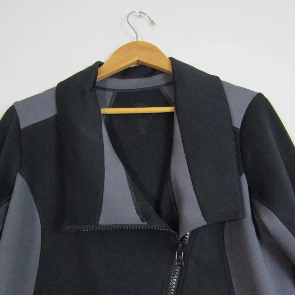 Cabi Dash Athletic Jacket Medium Black Asymmetrical Gym Workout Athleisure